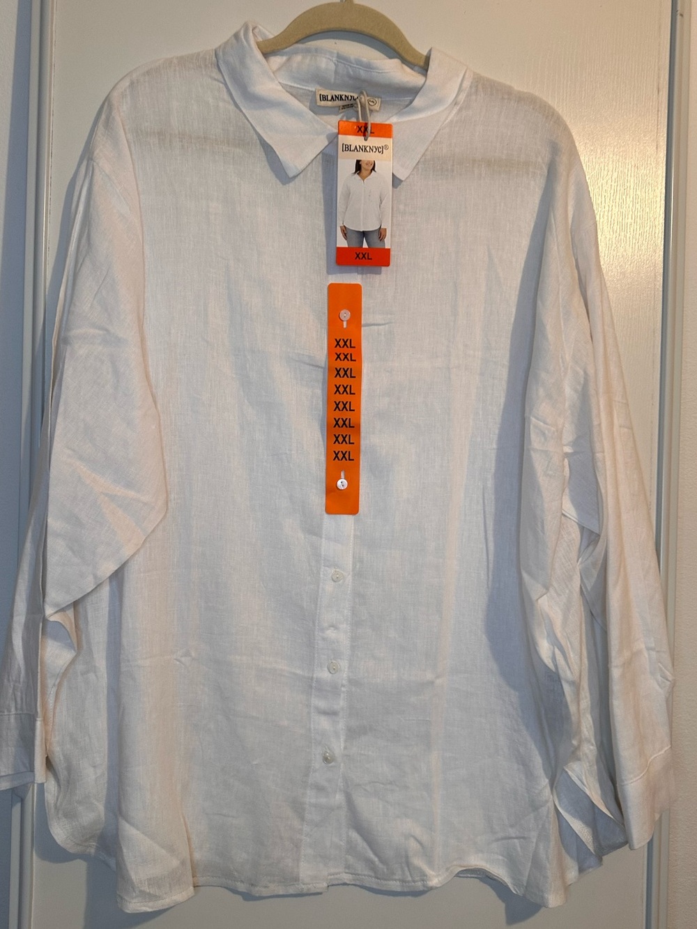 Blank NYC White Button-Down Shirt - Classic Collared Long Sleeve